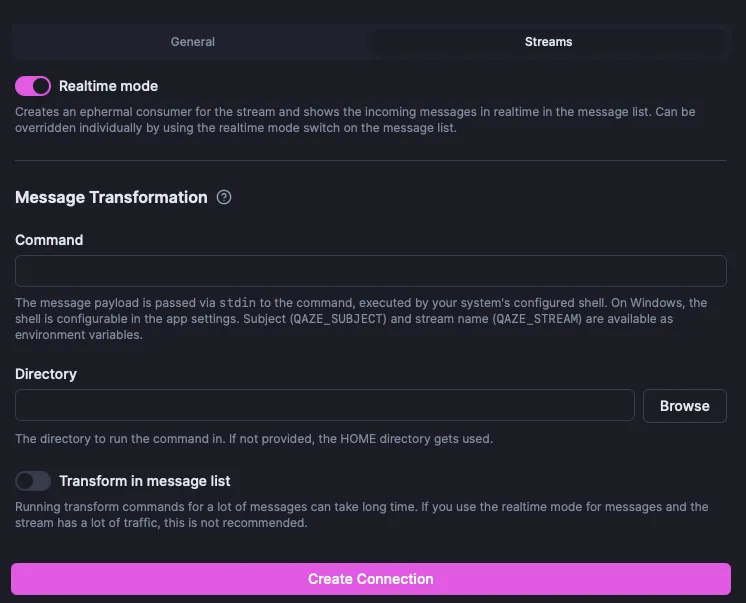 Stream Message Transformation